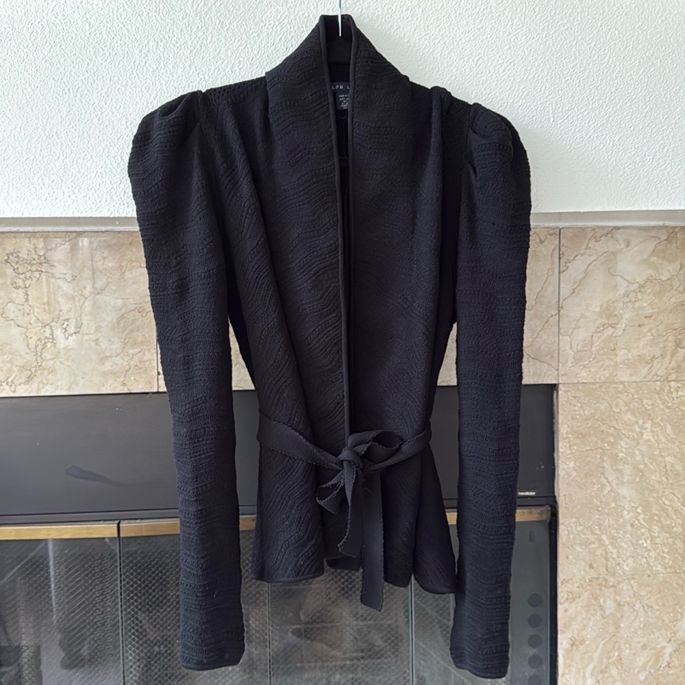 Ralph Lauren Belted Knit Sweater Cardigan. Black. Size S